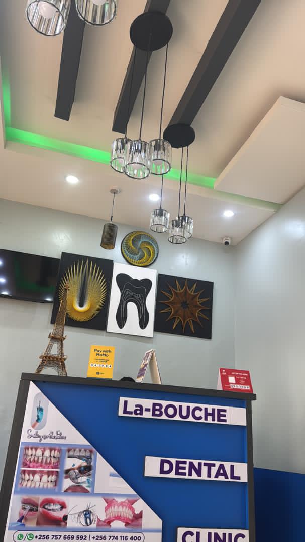 Reception desk at La Bouche Dental Clinic in Wandegeya, Kampala